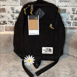 The North Face Black Backpack with Gold Zipper Pulls, NWT